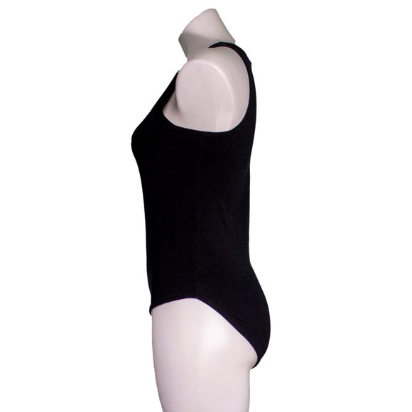 Victoria's Secret Pink Black Logo Sleeveless Bodysuit sz m - Picture 2 of 4